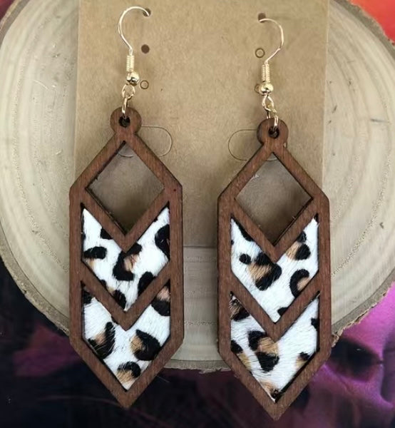 Wood cow print chevron light