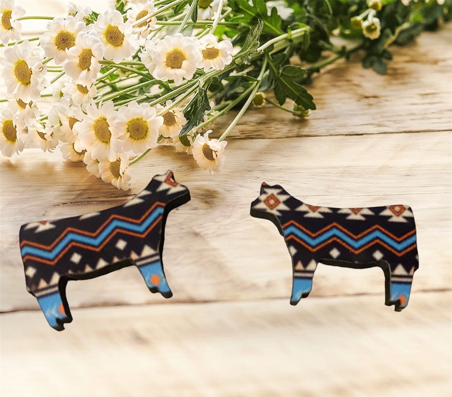 Stud wood sublimated earrings