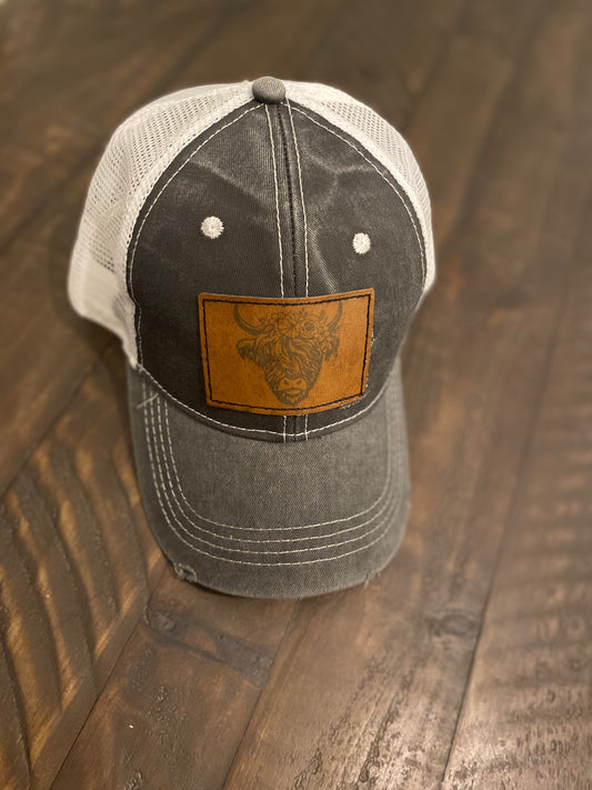 Leather patch hats