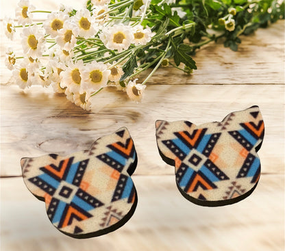 Stud wood sublimated earrings