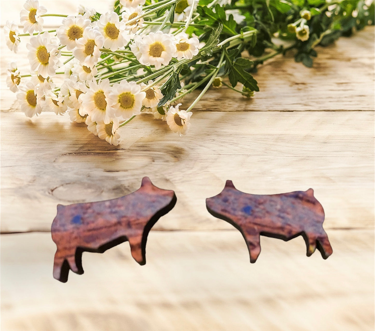 Stud wood sublimated earrings