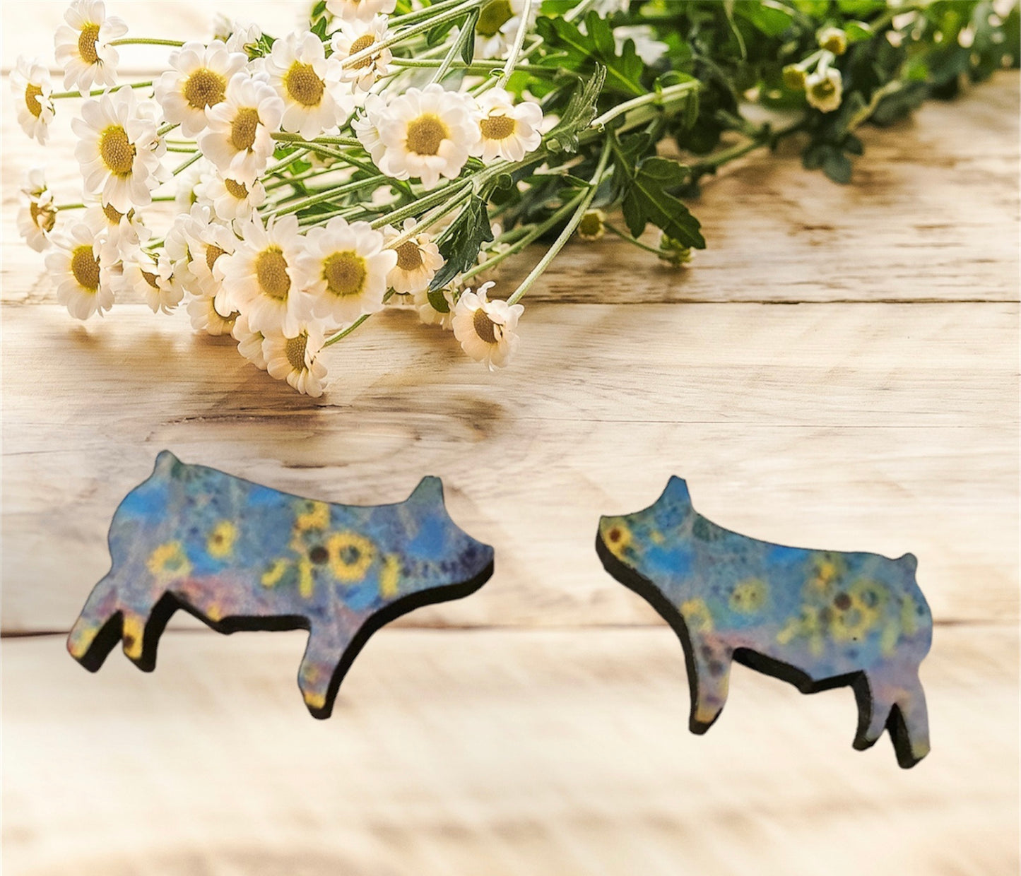 Stud wood sublimated earrings